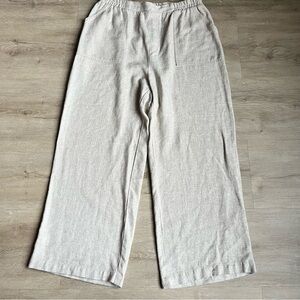 Karen KaneWide Leg Linen Viscose Pants Size XL Tan Neutral Minimal Classic